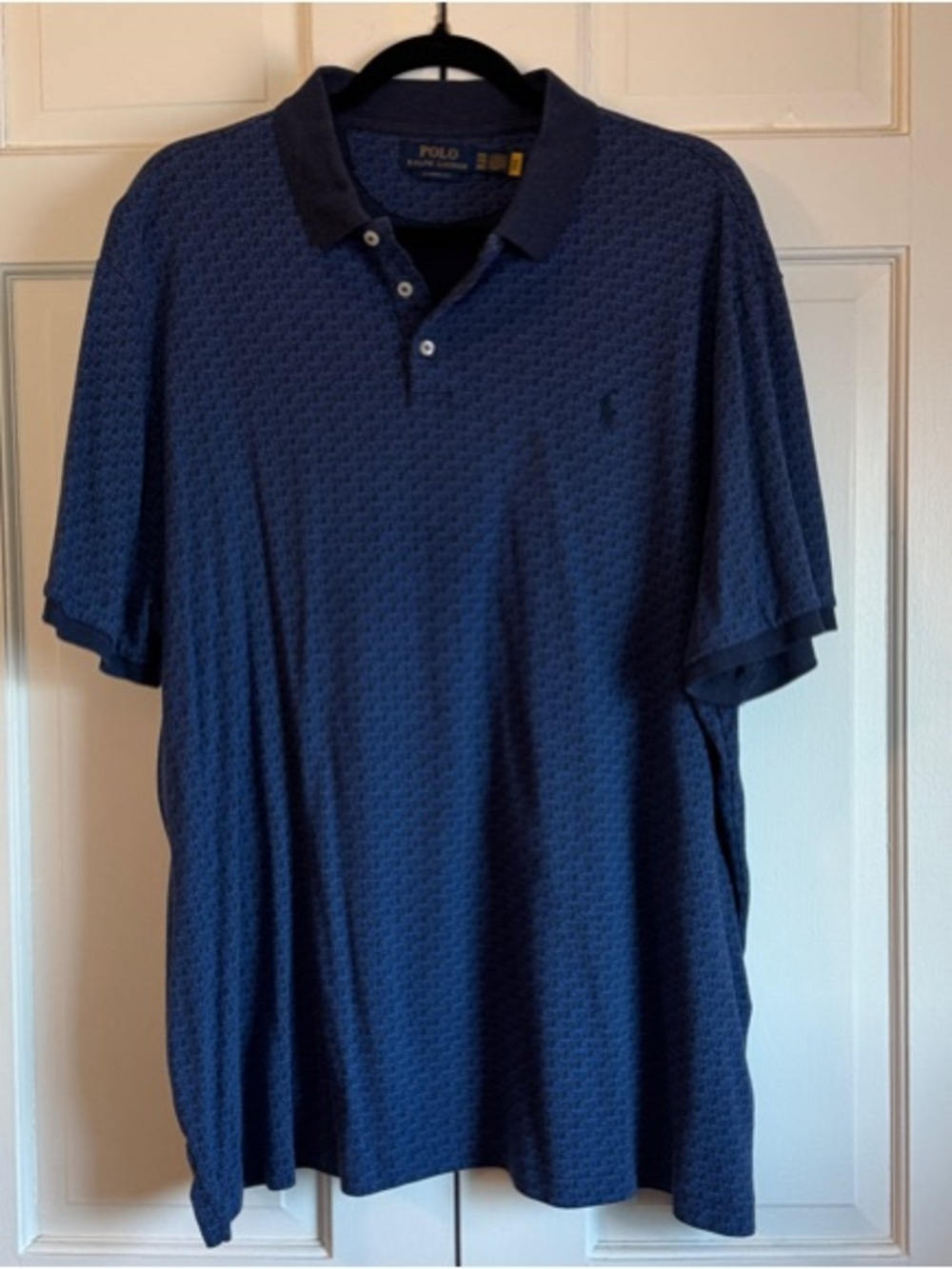 NWOT Polo by Ralph Lauren Blue Short-Sleeve Polo Print with Contrast Dark Collar